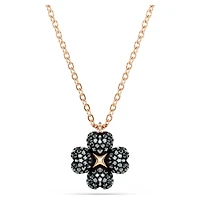 Latisha pendant, Pavé, Clover, Multicoloured, 18K rose gold finish