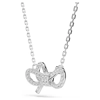 Lifelong pendant, Pavé, Bow, White, Rhodium plated by SWAROVSKI