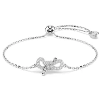Lifelong bracelet, Pavé, Bow, White, Rhodium plated by SWAROVSKI