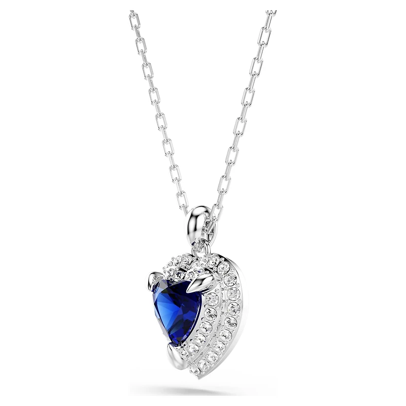 One pendant, Heart cut, Pavé, Heart, Blue, Rhodium plated by SWAROVSKI