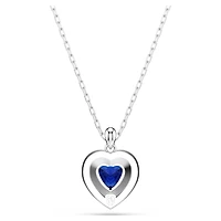 One pendant, Heart cut, Pavé, Heart, Blue, Rhodium plated by SWAROVSKI