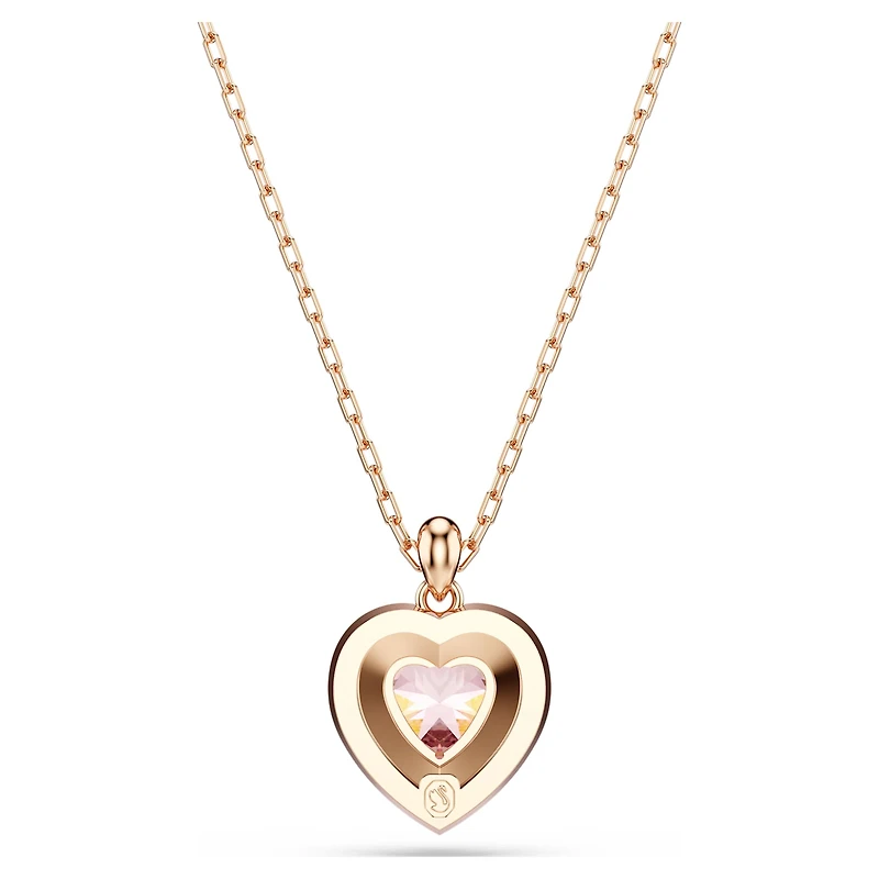 One pendant, Heart cut, Pavé, Heart, Pink, 18K rose gold finish
