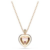 One pendant, Heart cut, Pavé, Heart, Pink, 18K rose gold finish