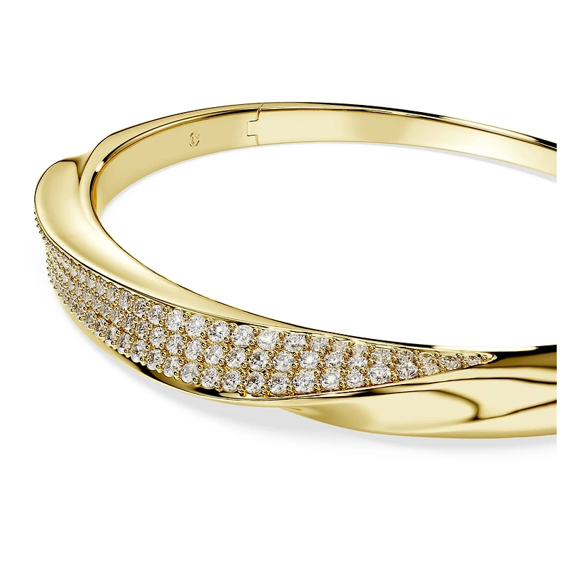 Swarovski Classica bangle, Round cut, White, Sterling silver, 18K gold finish