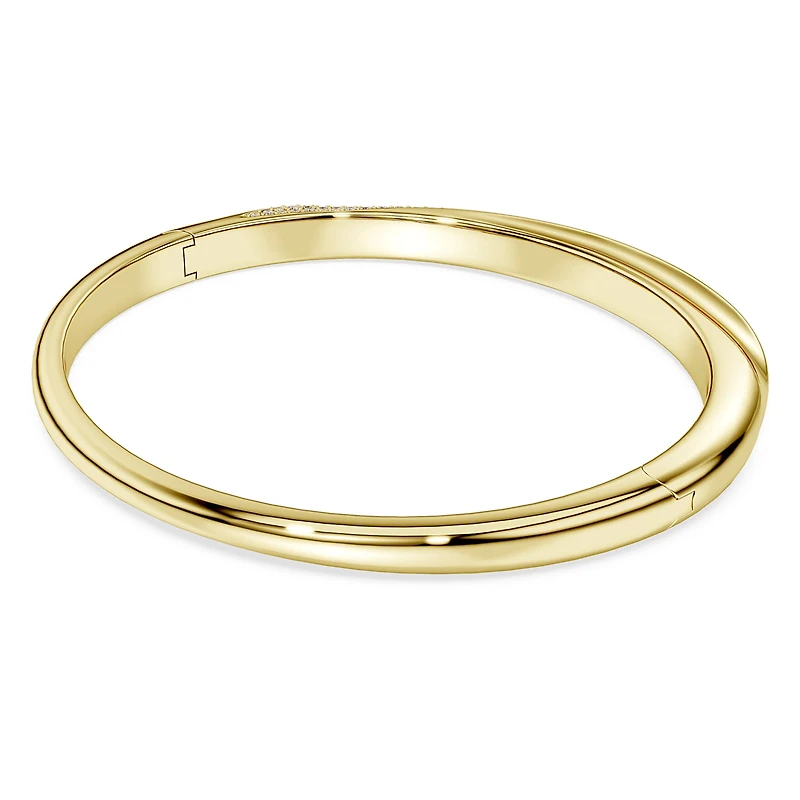 Swarovski Classica bangle, Round cut, White, Sterling silver, 18K gold finish
