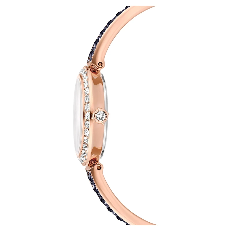 Matrix pearl bangle watch, Swiss Made, Crystal bracelet, Black, Rose gold-tone finish by SWAROVSKI