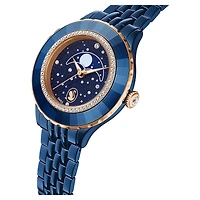 Octea moon watch, Swiss Made, Metal bracelet, Blue, Blue finish