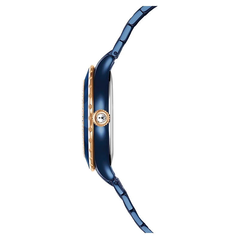 Octea moon watch, Swiss Made, Metal bracelet, Blue, Blue finish