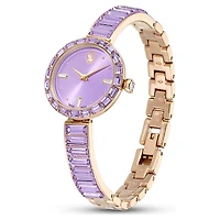 Matrix bangle watch, Swiss Made, Crystal bracelet, Purple, Champagne gold-tone finish