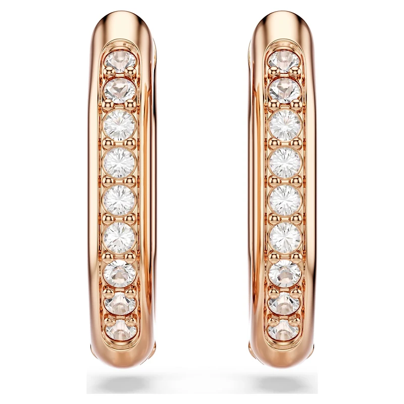 Dextera hoop earrings, Octagon shape, Round cut, Small, White, 18K rose gold finish