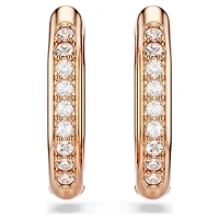 Dextera hoop earrings, Octagon shape, Round cut, Small, White, 18K rose gold finish