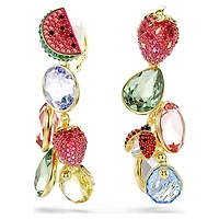 Idyllia clip earrings, Mixed cuts, Multicoloured, 18K gold finish