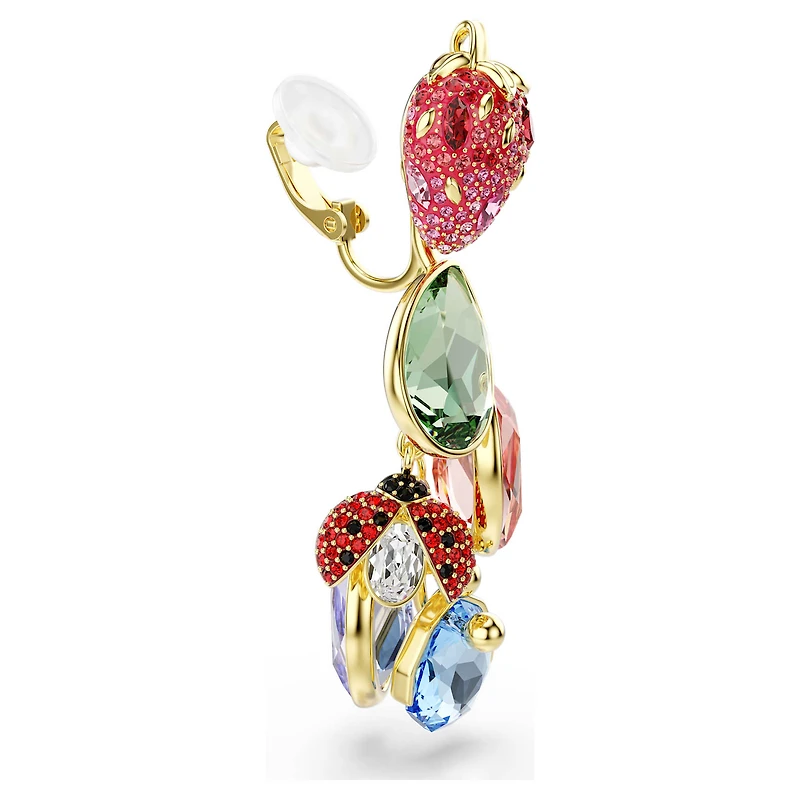 Idyllia clip earrings, Mixed cuts, Multicoloured, 18K gold finish