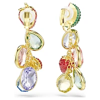 Idyllia clip earrings, Mixed cuts, Multicoloured, 18K gold finish