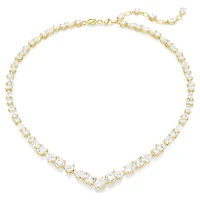 Mesmera necklace, Mixed cuts, White, 18K gold finish