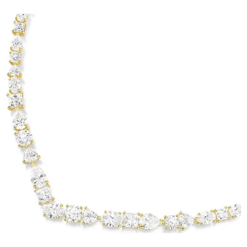 Mesmera necklace, Mixed cuts, White, 18K gold finish
