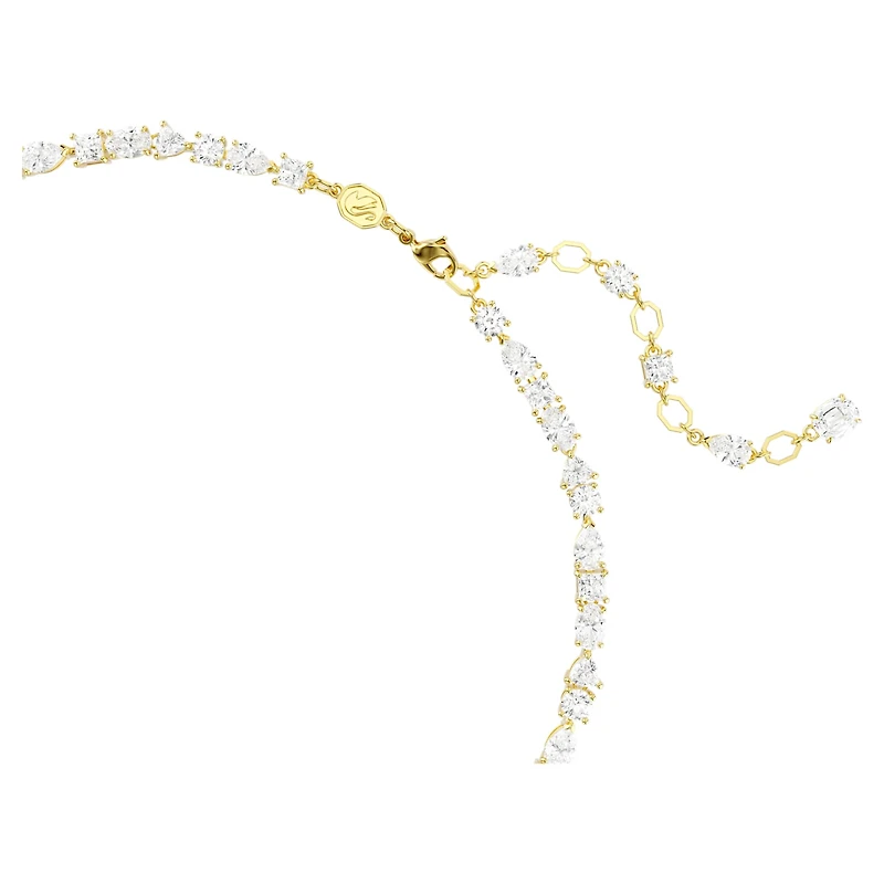 Mesmera necklace, Mixed cuts, White, 18K gold finish