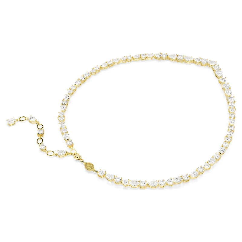 Mesmera necklace, Mixed cuts, White, 18K gold finish