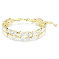 Mesmera bracelet, Mixed cuts, White, 18K gold finish