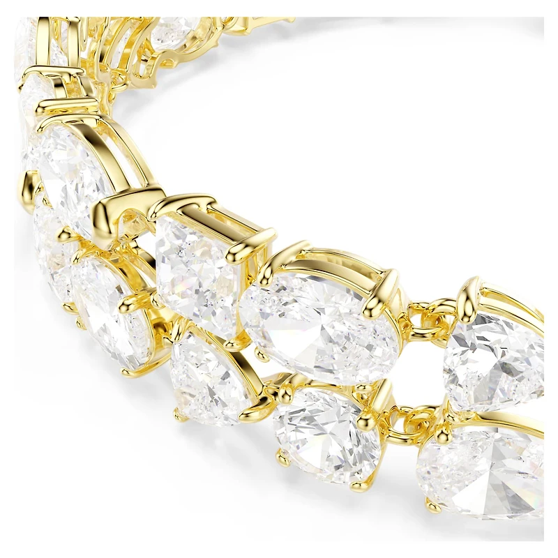 Mesmera bracelet, Mixed cuts, White, 18K gold finish