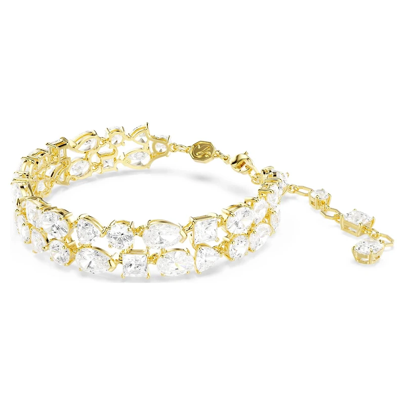 Mesmera bracelet, Mixed cuts, White, Gold-tone plated by SWAROVSKI
