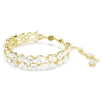 Mesmera bracelet, Mixed cuts, White, Gold-tone plated by SWAROVSKI
