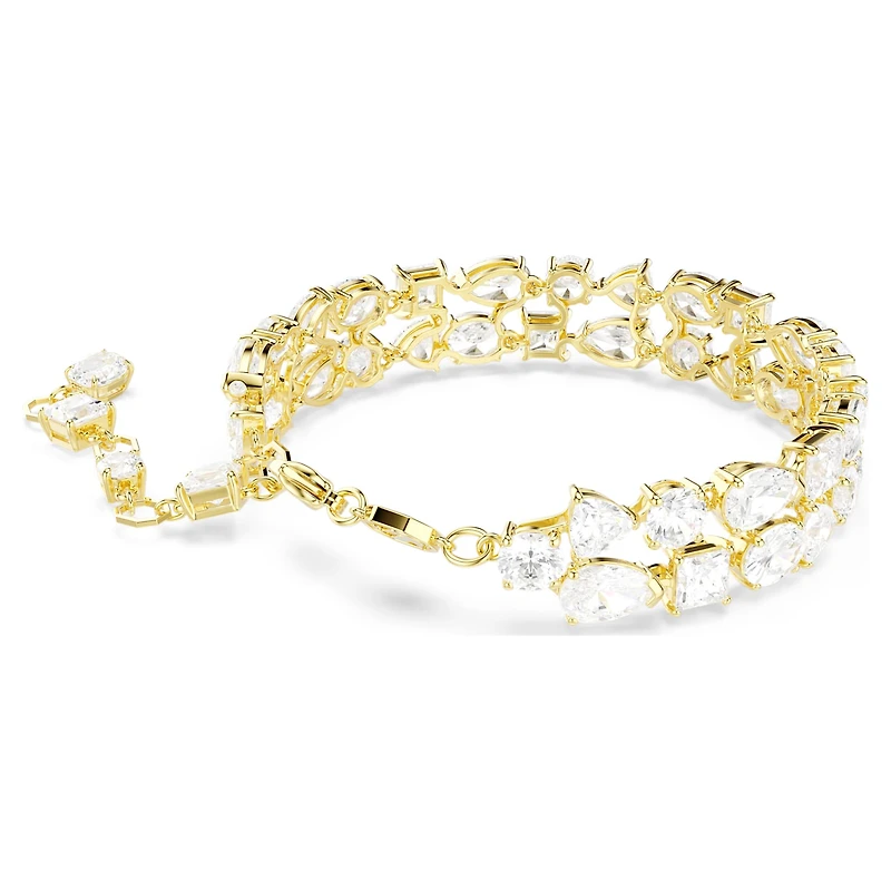 Mesmera bracelet, Mixed cuts, White, 18K gold finish
