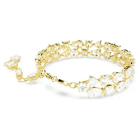 Mesmera bracelet, Mixed cuts, White, 18K gold finish