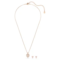 One set, Heart cut, Pavé, Heart, Pink, 18K rose gold finish