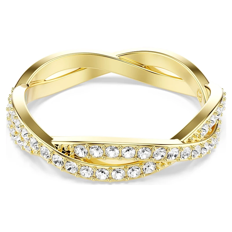 Infinity ring, Pavé, White, Gold-tone plated by SWAROVSKI