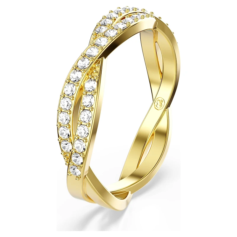 Infinity ring, Pavé, White, 18K gold finish