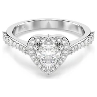 Una Angelic motif ring, Mixed cuts, Heart, White, Rhodium plated by SWAROVSKI