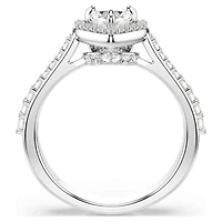 Una Angelic motif ring, Mixed cuts, Heart, White, Rhodium plated by SWAROVSKI