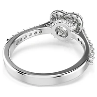 Una Angelic motif ring, Mixed cuts, Heart, White, Rhodium plated by SWAROVSKI