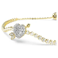 Idyllia bracelet, Mixed cuts, Heart with arrow, White, 18K gold finish