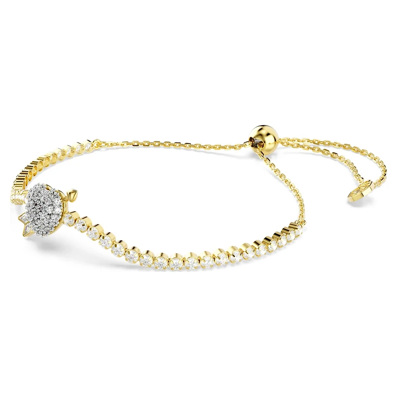 Idyllia bracelet, Mixed cuts, Heart with arrow, White, Gold-tone plated by SWAROVSKI
