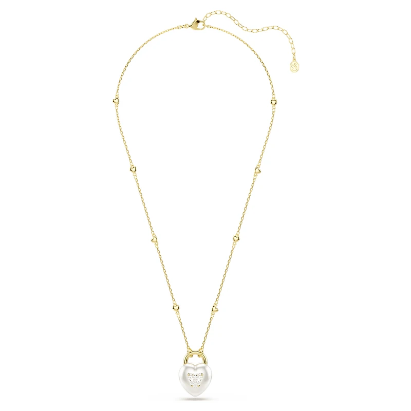 Idyllia pendant, Mixed cuts, Heart, White, 18K gold finish