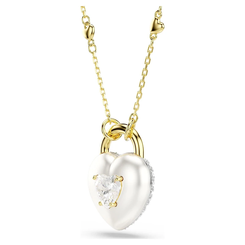 Idyllia pendant, Mixed cuts, Heart, White, 18K gold finish