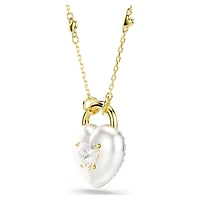 Idyllia pendant, Mixed cuts, Heart, White, 18K gold finish