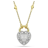Idyllia pendant, Mixed cuts, Heart, White, 18K gold finish