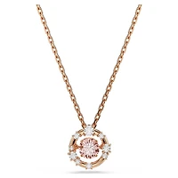 Constella pendant, Round cut, Dancing stone, Pink, 18K rose gold finish