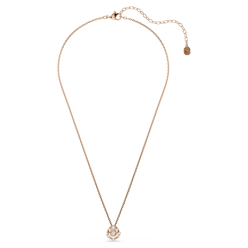 Constella pendant, Round cut, Dancing stone, Pink, 18K rose gold finish