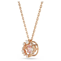 Constella pendant, Round cut, Dancing stone, Pink, 18K rose gold finish