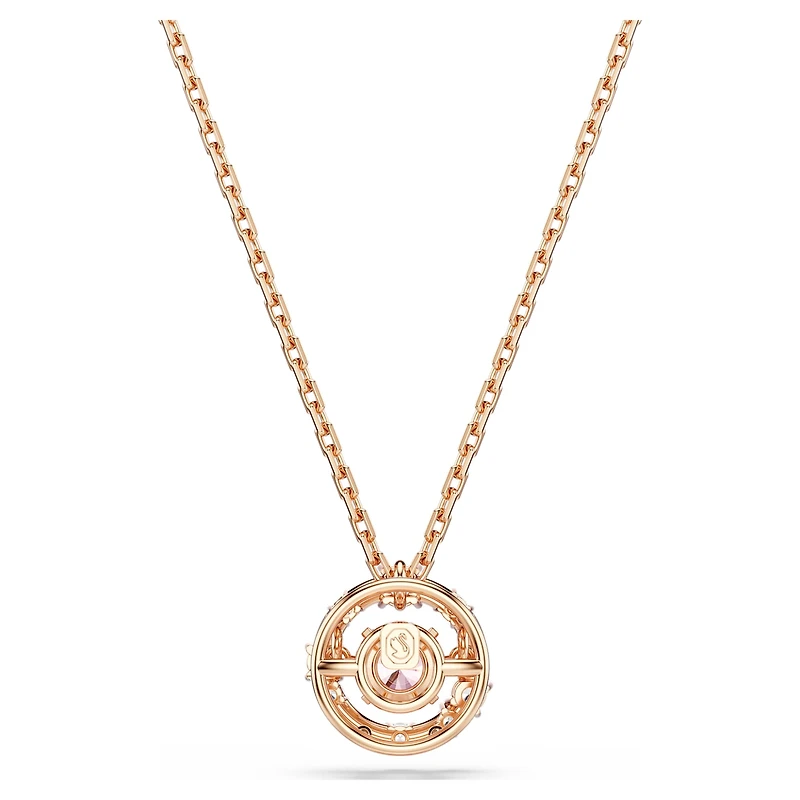 Constella pendant, Round cut, Dancing stone, Pink, 18K rose gold finish
