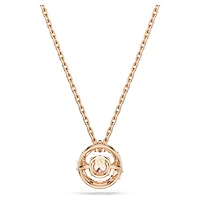 Constella pendant, Round cut, Dancing stone, Pink, 18K rose gold finish