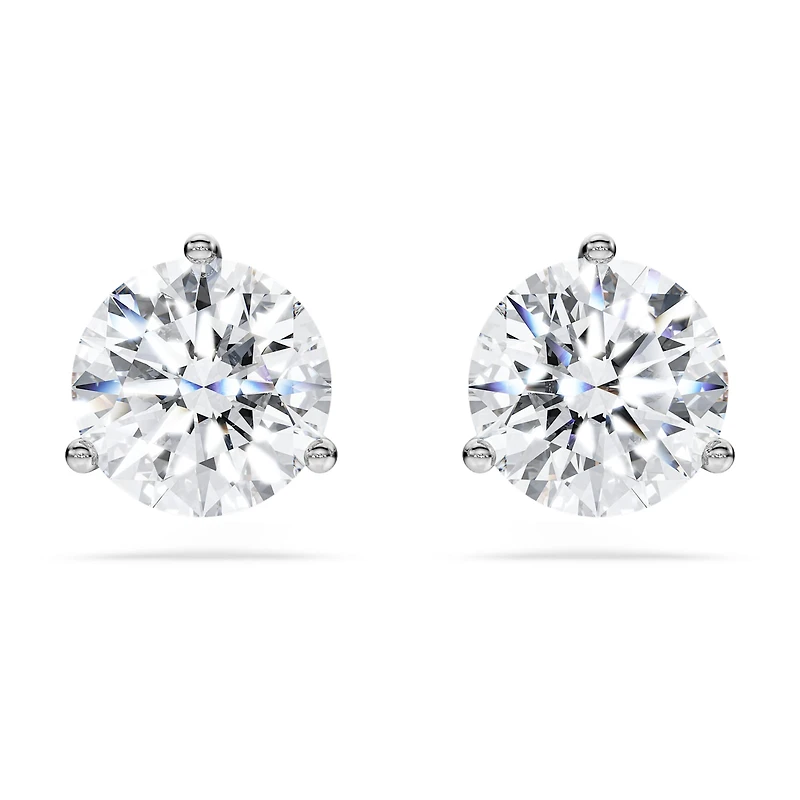 Eternity stud earrings, Lab-grown diamonds 2.0 ct tw, Round shape, 14K white gold by SWAROVSKI