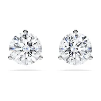 Eternity stud earrings, Lab-grown diamonds 2.0 ct tw, Round shape, 14K white gold by SWAROVSKI