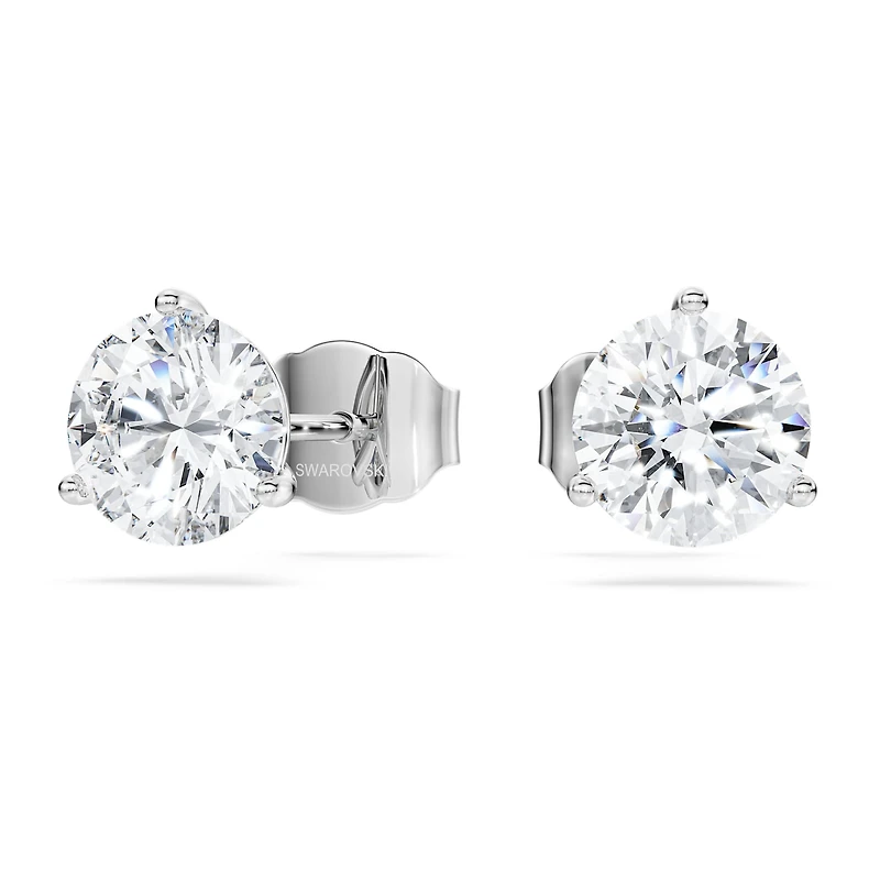 Eternity stud earrings, Lab-grown diamonds 2.0 ct tw, Round shape, 14K white gold by SWAROVSKI