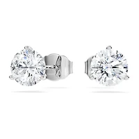Eternity stud earrings, Lab-grown diamonds 2.0 ct tw, Round shape, 14K white gold by SWAROVSKI