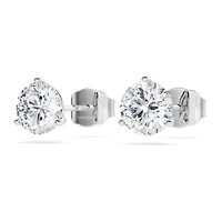 Eternity stud earrings, Lab-grown diamonds 2.0 ct tw, Round shape, 14K white gold by SWAROVSKI